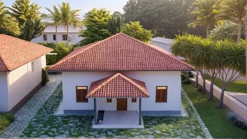 stone pavement with grass,a modern home with a brown roof in a tropical yard,3d rendering,paravur,puram,kulathuvayal,varkala,thiruvaiyaru,kerala,house roof,cherthala,kumarakom,avvaiyar,kovilakam,holid