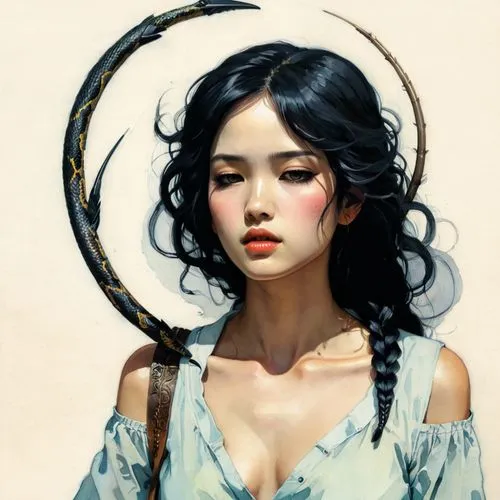 kommuna,katniss,fantasy portrait,vietnamese woman,mulan,youliang,Illustration,Paper based,Paper Based 19