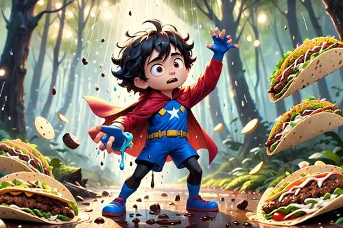 super food,super man,superhero background,kid hero,kids illustration,kids' meal,superman,digital compositing,comic hero,burguer,fastfood,super hero,fast-food,cemita,submarine sandwich,fast food,baconator,mcdonald,sci fiction illustration,cute cartoon image,Anime,Anime,Cartoon