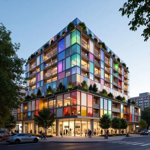 colorful facade,multistoreyed,cubic house,mvrdv,cube house,medibank,glass facade,building honeycomb,ocad,kimmelman,seidler,glass facades,rmit,reclad,andaz,adjaye,edificio,arkitekter,gensler,dizengoff