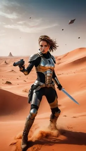 fremen,sandahl,geonosis,female warrior,desert background,arrakis,atreides,viewing dune,dune 45,dune,ahsoka,barsoom,wind warrior,diriyah,lone warrior,dunem,claymore,sahara,kenshi,malazan