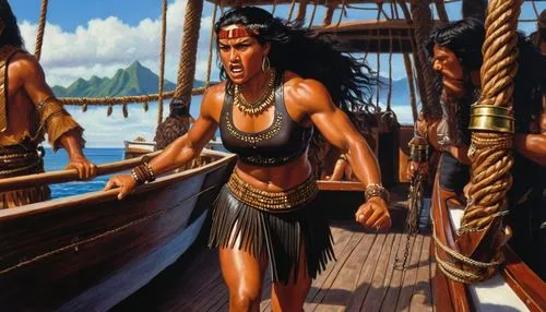 hinemoa,zenobia,neferneferuaten,polynesian girl,polynesians,iroquoian,Illustration,American Style,American Style 07