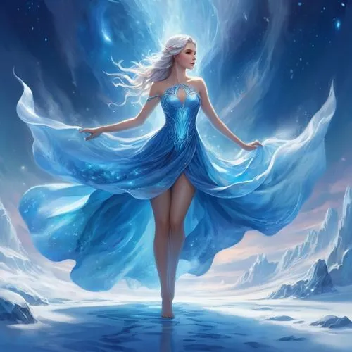 the snow queen,ice queen,elsa,blue enchantress,fantasy picture,fantasia,Illustration,Realistic Fantasy,Realistic Fantasy 01