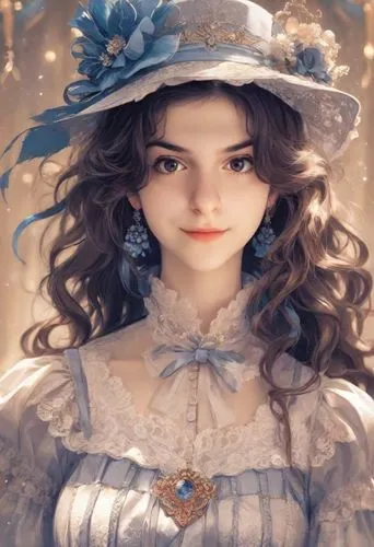 victorian lady,primrose,vanessa (butterfly),fantasy portrait,poker primrose,alice,cinderella,fairy tale character,rococo,mystical portrait of a girl,french digital background,parasol,fairy queen,porcelain doll,flora,baroque angel,beautiful bonnet,artemisia,victorian style,romantic portrait,Digital Art,Anime