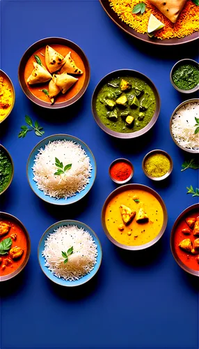 Indian cuisine, colorful, traditional, delicious food, basmati rice, naan bread, tandoori chicken, palak paneer, samosas, biryani, curry leaves, spices, garam masala, turmeric powder, cumin seeds, cor