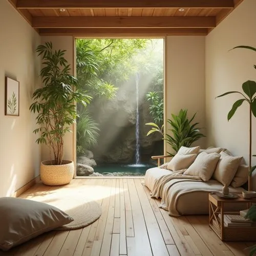 bamboo curtain,japanese-style room,tropical house,sunroom,garden design sydney,landscape designers sydney,zen garden,home landscape,landscape design sydney,water mist,bamboo plants,great room,indoor,japanese zen garden,banya,luxury bathroom,living room,landscaped,zen,houseplants,Photography,General,Realistic