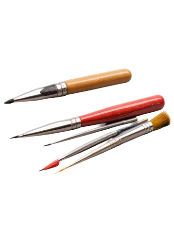 Assorted paintbrushes, various sizes, natural bristles, wooden handles, metal ferrules, colorful acrylic paints, watercolor paints, oil paints, palette knife, artistic tools, still life composition, s