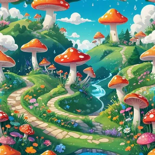 mushroom landscape,fairy world,fairy forest,fairy village,mushroom island,wonderland,toadstools,cartoon forest,fairytale forest,children's background,mushrooms,cartoon video game background,fairy galaxy,fantasy landscape,forest of dreams,dream world,springtime background,forest mushrooms,oktoberfest background,enchanted forest,Unique,3D,Isometric