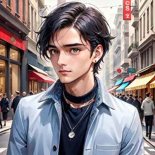 city ​​portrait,fashion street,yukio,anime boy,young model istanbul,cartier,world digital painting,janome chow,ginza,male character,stylish boy,shopping icon,ren,young man,tan chen chen,robert harbeck,a pedestrian,male elf,jack rose,handsome model,Anime,Anime,General