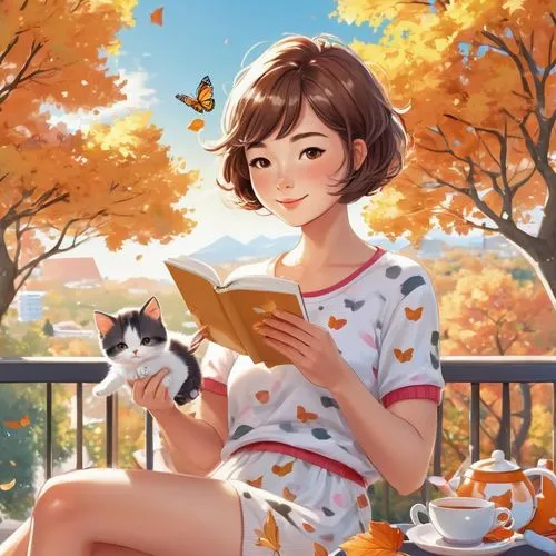 little girl reading,girl studying,autumn background,reading,one autumn afternoon,autumn icon,coffee and books,relaxing reading,autumn day,tea and books,autumn theme,coffee tea illustration,love letter,read a book,autumn taste,autumn idyll,autumn morning,the autumn,readers,autumn season,Illustration,Japanese style,Japanese Style 01