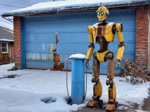 yard art,c-3po,droids,yellowknife,droid,robots,bumblebee,anthropomorphized,anthropomorphic,cyberpunk,dewalt,beekeeper's smoker,robotics,robot,roumbaler,fallout4,minibot,frozen poop,amarillo,minion tim,Photography,General,Realistic