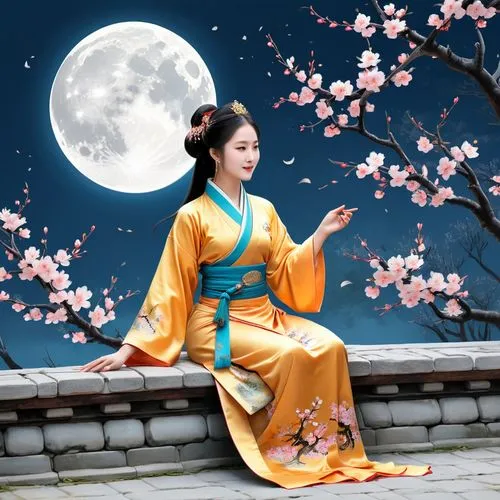 hanfu,chuseok,qibao,hanbok,daiyu,the plum flower,oriental princess,goryeo,maiko,guqin,wulin,kunqu,jianyin,jinling,zhiyuan,korean culture,plum blossom,diaochan,heian,plum blossoms,Unique,Design,Sticker