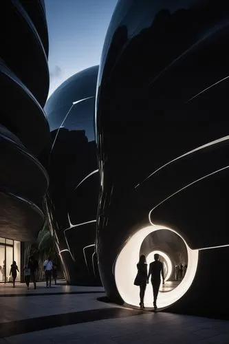 futuristic art museum,heatherwick,futuristic architecture,morphosis,masdar,futuristic landscape,Illustration,Black and White,Black and White 33