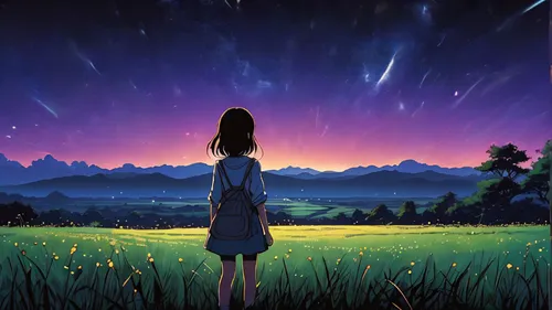 landscape background,starry sky,night sky,the night sky,nightsky,fireflies,starlit,starclan,love background,dusk background,falling stars,creative background,world digital painting,stargazer,skygazers,nature background,night stars,cosmos field,art background,starlight,Illustration,Japanese style,Japanese Style 05