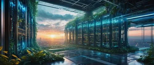 futuristic landscape,greenhouse,the server room,supercomputer,data center,cyberport,titanum,fractal environment,datacenter,cyberia,supercomputers,cyberview,virtual landscape,hypermodern,biospheres,sky space concept,cyberscene,ecosystems,arbor,cybercity,Conceptual Art,Fantasy,Fantasy 05