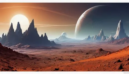 barsoom,alien planet,futuristic landscape,alien world,lunar landscape,desert planet,exoplanets,extrasolar,cydonia,homeworlds,exoplanet,red planet,cardassia,gliese,farpoint,moon valley,fantasy landscape,ringworld,gallifrey,planum,Conceptual Art,Sci-Fi,Sci-Fi 01