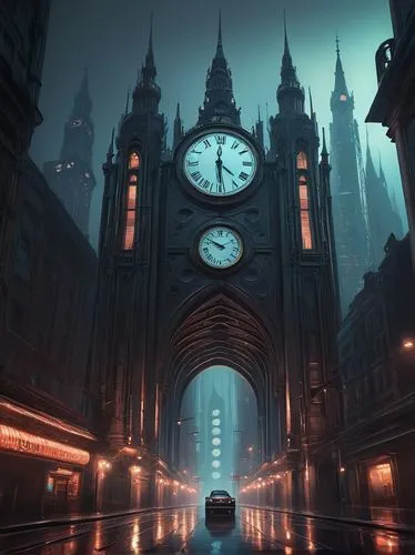 bioshock,theed,clocktower,clockwatchers,street clock,timequest,grandfather clock,dishonored,clocks,chronometers,fantasy city,dreamfall,clock tower,timescape,mysterium,timekeeper,clockmaker,ravenloft,blackgate,arkham,Illustration,Realistic Fantasy,Realistic Fantasy 17