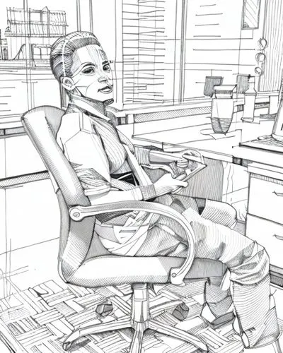 office line art,secretary,office worker,woman sitting,secretary desk,in a working environment,businesswoman,business woman,bussiness woman,girl at the computer,office chair,receptionist,girl sitting,o