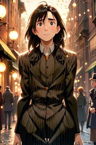 anime japanese clothing,girl in a historic way,euphonium,detective,french digital background,nico,shibuya,ginza,city ​​portrait,detective conan,shibuya crossing,erika,a uniform,girl with speech bubble