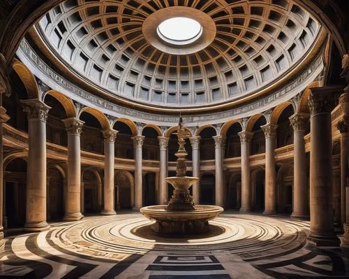 pantheon,borromini,glyptotek,ryswick,serapeum,bramante,roman bath,ctesiphon,glyptothek,pallas athene fountain,capitolium,peristyle,rotunda,zappeion,rotundas,floor fountain,pancuronium,labyrinthian,hypogeum,tempio,Conceptual Art,Sci-Fi,Sci-Fi 02