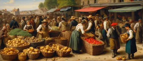 fruit market,vegetable market,the market,large market,market,market vegetables,farmer's market,farmers market,market introduction,medieval market,breadbasket,greengrocer,spice market,marketplace,vendors,souk,cart of apples,market trade,grocer,principal market,Art,Classical Oil Painting,Classical Oil Painting 08