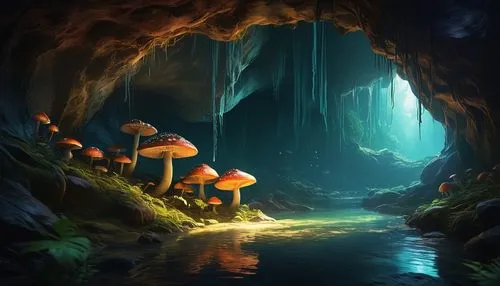 mushroom landscape,mushroom island,conocybe,mycena,forest mushrooms,toadstools,Conceptual Art,Daily,Daily 32