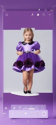 3d fashion drawing for kids  with shoes with thin silver belt with dark purple with black roses ,a po taken with a phone shows a purple doll in a dress,purple frame,violetta,kpp,purple background,tran