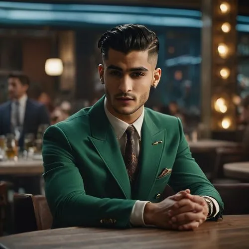 green jacket,pompadour,dandy,debonair,pine green,pompadoured,Photography,General,Cinematic