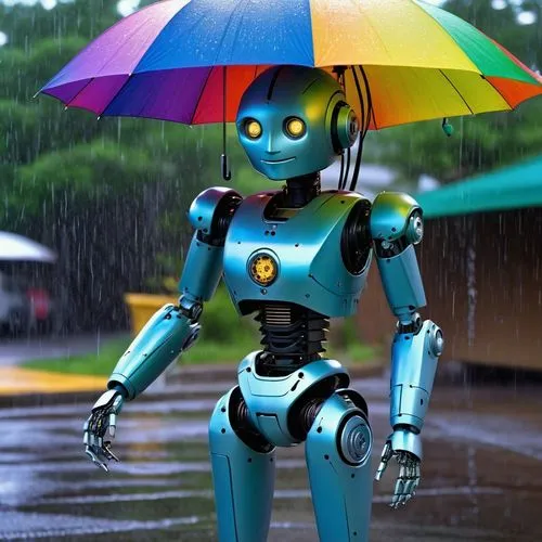 raindops,minibot,bot,robot,robotic,soft robot,robotics,in the rain,military robot,rain suit,robots,walking in the rain,raincoat,b3d,droid,autonomous,bot training,toy's story,robot combat,umbrella,Illustration,Children,Children 01