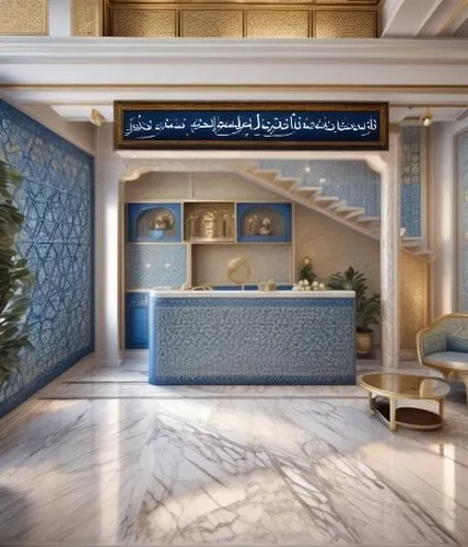 add The digital menu displays, with showing various Arabic dishes, with their rates in Saudi riyals offering various Arabic dishes.,a lobby with several chairs and tables in it,rotana,largest hotel in