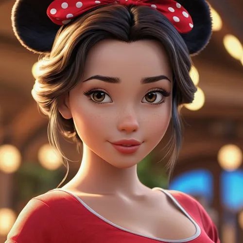 disney character,minnie,minnie mouse,tiana,cute cartoon character,mulan,shanghai disney,disney rose,disney,jasmine,background bokeh,maya,cg artwork,rockabella,elsa,custom portrait,portrait background,romantic portrait,waitress,audrey,Photography,General,Realistic