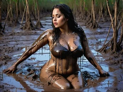 background,mud,wet,mud wrestling,wet girl,oily,bodypaint,muddy,wet body,bodypainting,body painting,mud village,water nymph,swamp,amazonian oils,paraguayian guarani,aditi rao hydari,chocolate syrup,dre