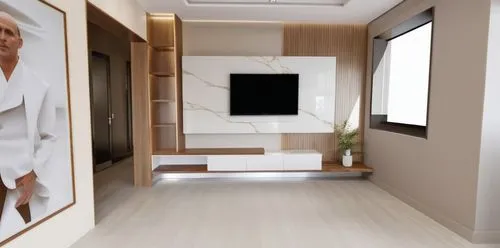 ultra luxurious modern tv room wall unit with marble finish back and wooden shelves and white melamine drawers ,a nice room with a white sofa and a big tv,hallway space,modern minimalist bathroom,mode