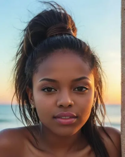 an attractive young woman posing for the camera at the beach,thahane,namibian,ayanda,shekhinah,ethiopian girl,beautiful african american women