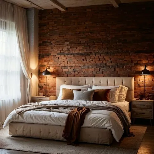 headboards,headboard,chambre,bedroomed,sleeping room,loft,bedroom,contemporary decor,wooden wall,guestrooms,bedrooms,guest room,bed linen,bedstead,guestroom,bedspreads,wall lamp,wall plaster,coverlet,wallcoverings