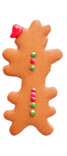 Christmas gingerbread man, festive holiday theme, standing upright, white icing smile, red candy eyes, green gumdrop buttons, golden icing outline, colorful sprinkles on body, sparkly star on head, ho