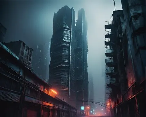 guangzhou,highrises,cyberpunk,kowloon city,shanghai,dystopian,barad,high rises,kowloon,bladerunner,cybercity,shadowrun,destroyed city,cityscape,black city,cybertown,metropolis,shinjuku,skyscrapers,chongqing,Conceptual Art,Daily,Daily 32