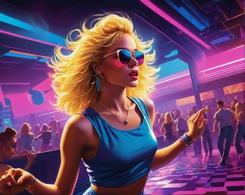 dazzler,discotheque,shadowrun,eighties,welin,discotheques,electropop,spaceland,retro eighties,danceteria,sci fiction illustration,nightclub,disco,80's design,unnerve,discotek,chromatics,synthpop,game illustration,nightclubbing,Conceptual Art,Fantasy,Fantasy 04