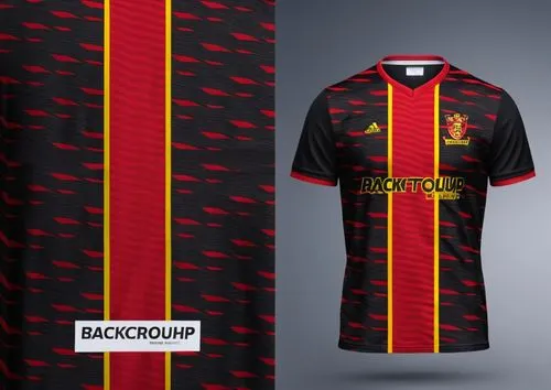 t shirt jersey team mockup yellow and red and black color ,the back and side of a red and black soccer jersey,nordsjaelland,jagiellonia,liverymen,metrostars,galatasary,belgae,Photography,General,Reali