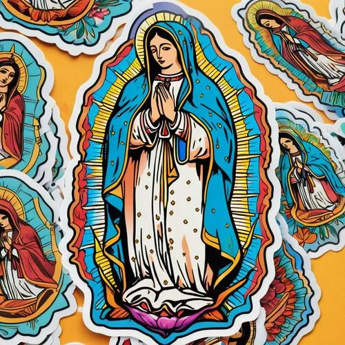 to our lady,the prophet mary,mexican calendar,pregnant woman icon,mary 1,corpus christi,stickers,queretaro,rosary,fatima,catholicism,san cristobal,all the saints,medicine icon,christmas stickers,woman praying,praying woman,mexican culture,sacred art,spanish missions in california,Unique,Design,Sticker