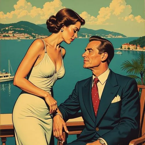 vettriano,vintage man and woman,amants,malaparte,italian poster,tretchikoff,Illustration,American Style,American Style 04