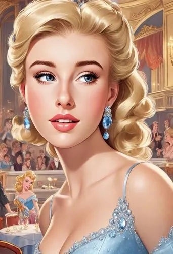 elsa,cinderella,princess' earring,debutante,fairy tale character,jessamine,the girl's face,doll's facial features,blonde woman,princess sofia,jane austen,bridal jewelry,pageant,princess anna,miss circassian,fairy tale icons,barbie,tiana,marylyn monroe - female,disney character,Digital Art,Comic