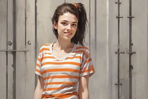 portrait background,photo painting,girl in a long,girl in t-shirt,striped background,horizontal stripes,oil painting,world digital painting,young woman,painter,the girl at the station,church painting,girl portrait,art painting,painting technique,portrait of a girl,oil painting on canvas,colored pencil background,digital painting,woman hanging clothes,Digital Art,Comic