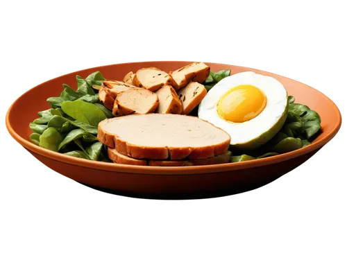 Fresh fruits, mixed greens, whole wheat bread, grilled chicken breast, steamed vegetables, boiled eggs, ceramic plate, wooden table, natural light, shallow depth of field, warm color tone, 3/4 composi