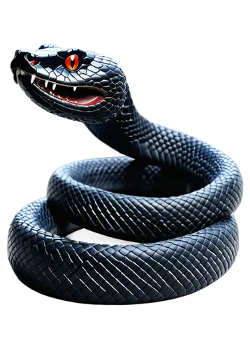 black snake, solo, curled up, scaly skin, forked tongue out, beady eyes, shiny body, coiled posture, dark background, high contrast lighting, 3/4 composition, soft focus, cinematic mood, mysterious at