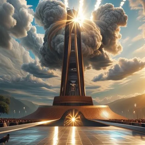 the pillar of light,mordor,obelisco,orthanc,the eiffel tower,olympic flame,the volcano,pillar of fire,futuroscope,corcovado,gallifrey,trocadero,space needle,stalin skyscraper,isengard,eiffel tower,sauron,mothership,hindenburg,skylon