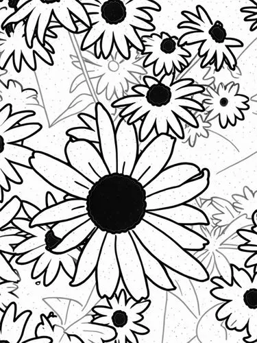 an image of black and white floral print,wood daisy background,sunflower lace background,flowers png,flower line art,flowers pattern,chrysanthemum background,Design Sketch,Design Sketch,Rough Outline