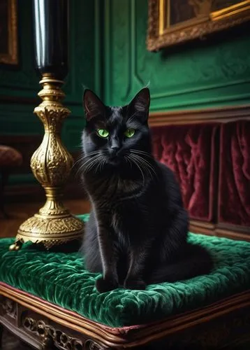 regal,napoleon cat,gothic portrait,figaro,cat european,royal,the throne,emperor,cat portrait,napoleon iii style,black cat,black velvet,victorian style,pet black,aristocrat,imperial crown,heraldic animal,golden candlestick,cat image,grand duke,Illustration,Paper based,Paper Based 05