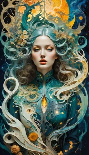 amphitrite,diwata,zodiac sign libra,aquarius,promethea,zodiac sign gemini,lughnasadh,sorceress,fathom,naiad,melusine,the zodiac sign pisces,oshun,hesperides,goldwind,sirena,priestess,fantasy art,mystical portrait of a girl,persephone,Photography,Artistic Photography,Artistic Photography 07