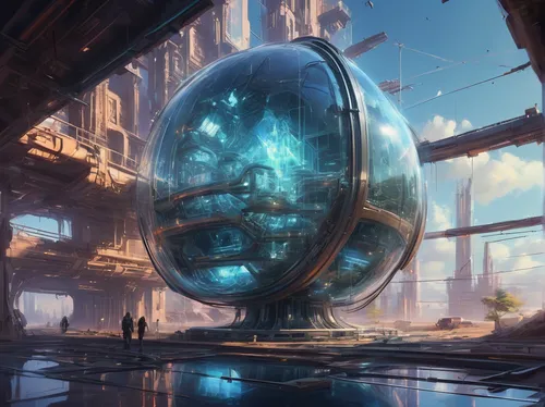 glass sphere,futuristic landscape,sci fiction illustration,crystal ball,spheres,scifi,sphere,apiarium,futuristic architecture,torus,stargate,quarantine bubble,futuristic art museum,orb,panopticon,sci fi,armillary sphere,sci - fi,sci-fi,3d fantasy,Conceptual Art,Fantasy,Fantasy 01